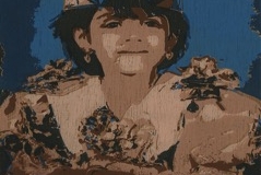 Maitha Khaled Al Kaabi Screen Printing on Wood 11 x 17”