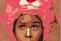 Stephanie Ali Saleh Ghareeb Al Blooshi Screen Printing on Wood 11 x 17”